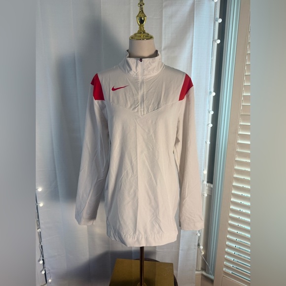 Nike Men’s White & Red Quarter-Zip Jacket – Size Small - Picture 6 of 7